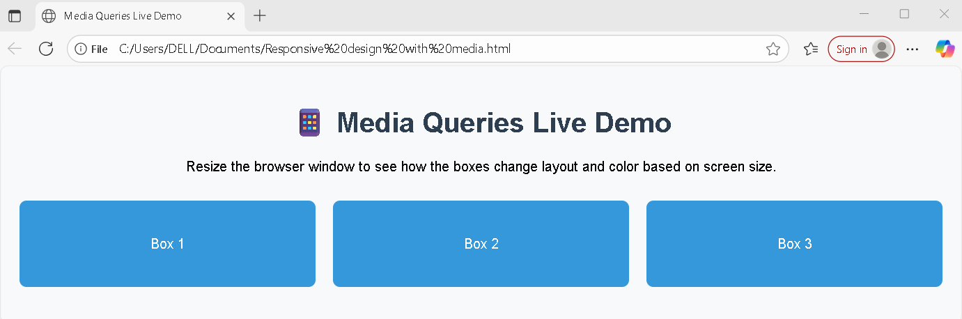 Responsive design with media queries
